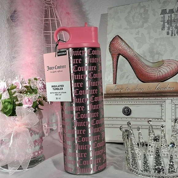 JUICY COUTURE Logo Stainless Steel Insulated Tumbler 26 oz NWT - Picture 3 of 6
